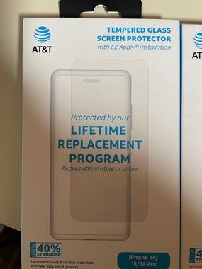 AT&T Tempered Glass Screen Protector for iPhone 14/13/13 Pro - Clear